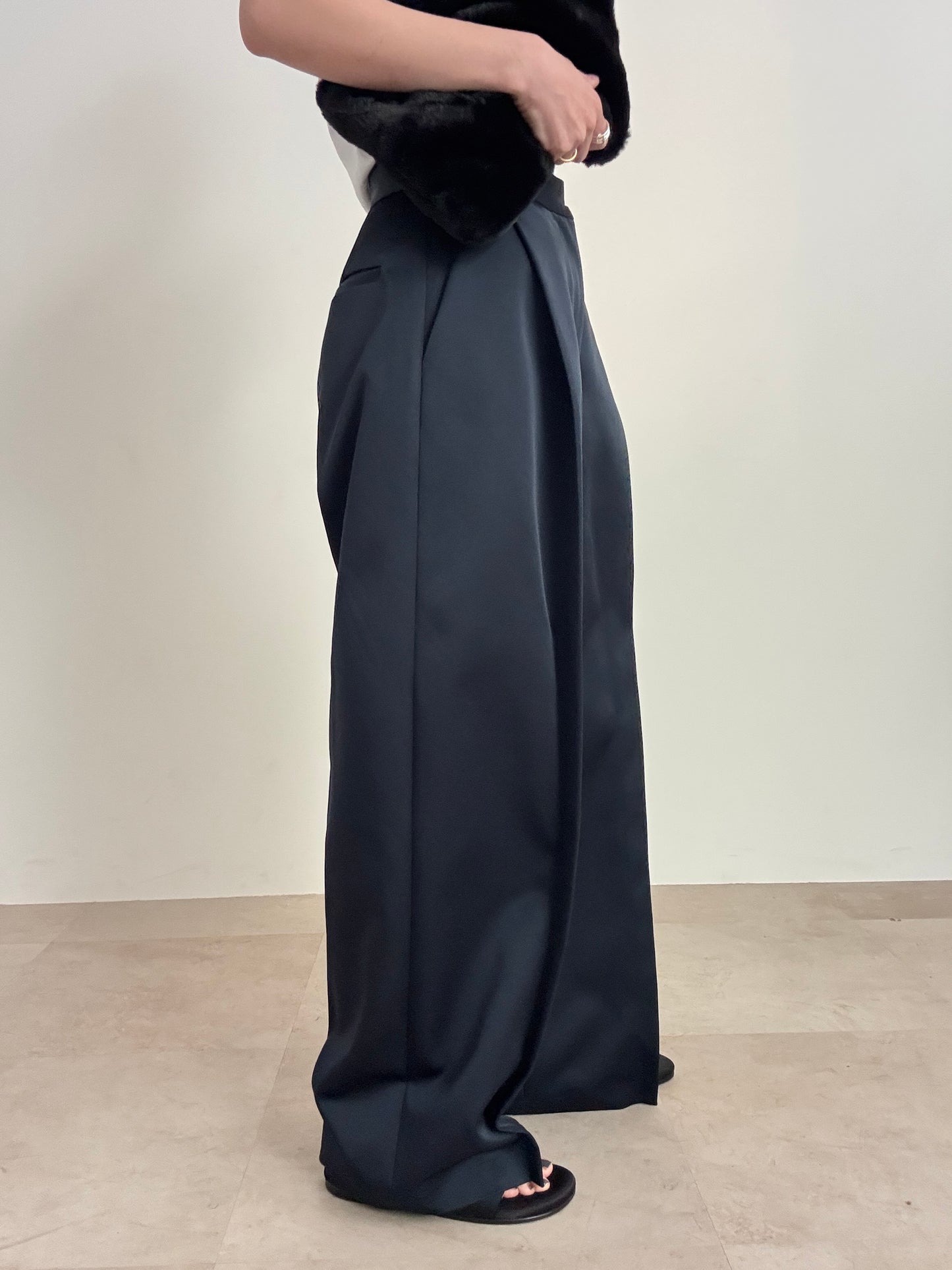 3d wide pants (navy)