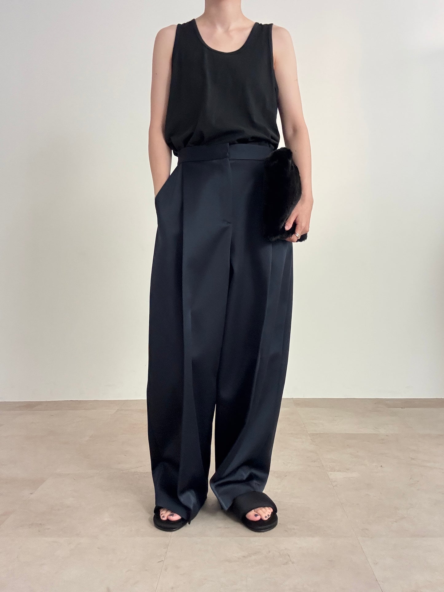 3d wide pants (navy)